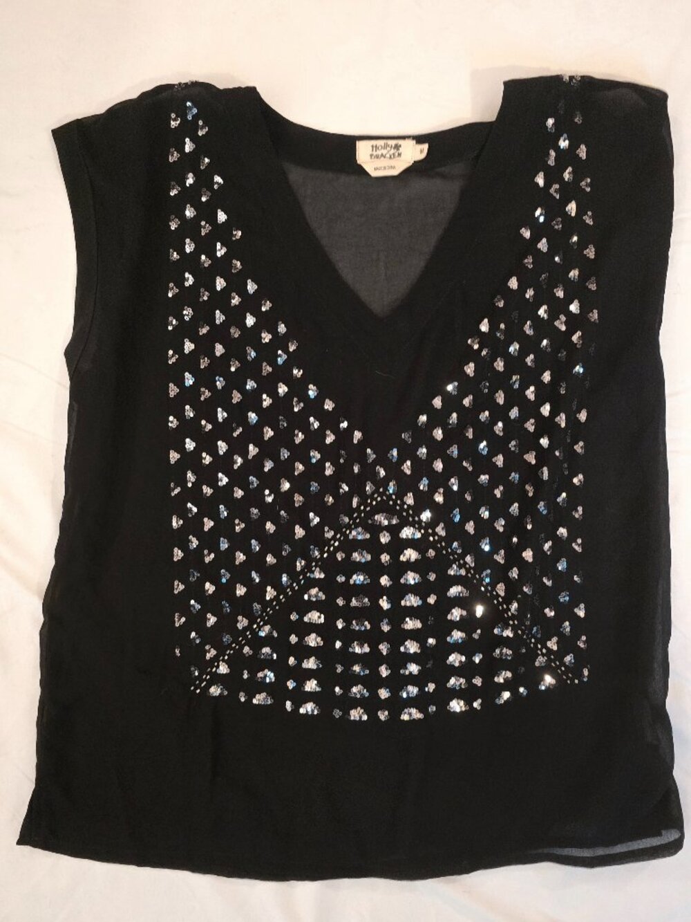 Holly Bracken Black Sleeveless Blouse, Size 8 M